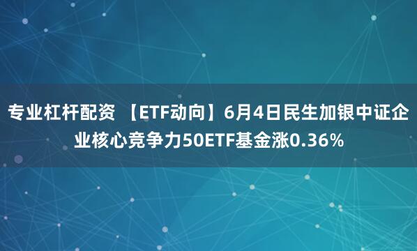 专业杠杆配资 【ETF动向】6月4日民生加银中证企业核心竞争力50ETF基金涨0.36%