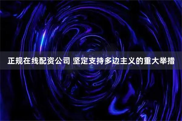 正规在线配资公司 坚定支持多边主义的重大举措